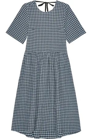 Ganni Checked seersucker midi dress