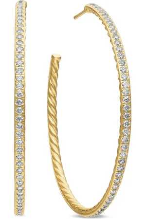 David Yurman 18kt yellow pavé diamond hoop earrings (50.3mm)