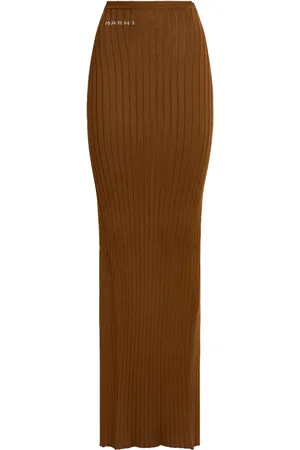 Marni Logo-jacquard ribbed skirt