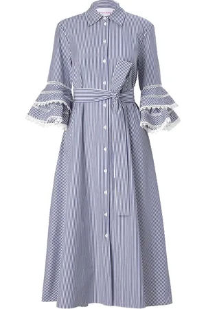 Carolina Herrera Lace-trim striped shirt dress