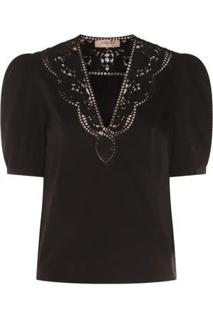 Twin-Set Embroidered puff-sleeve top