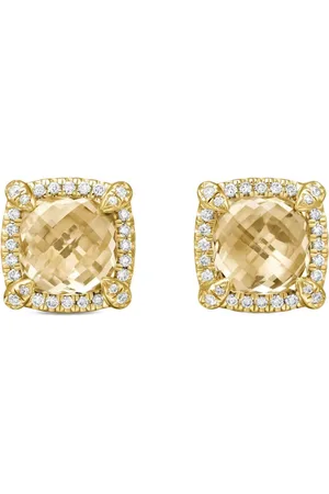 David Yurman 18kt yellow Chatelaine citrine and diamond stud earrings (8mm)