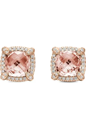 David Yurman 18kt rose gold Chatelaine morganite and diamond stud earrings (8mm)