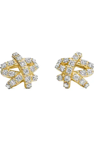 David Yurman 18kt yellow Crossover diamond stud earrings (9mm)