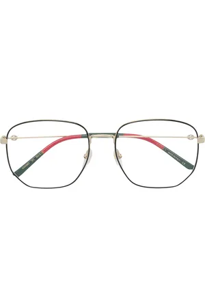 Gucci Web detail hexagonal-frame glasses