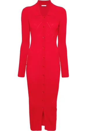 Patrizia Pepe Classic-collar ribbed midi dress