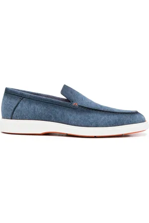 santoni Almond-toe denim loafers
