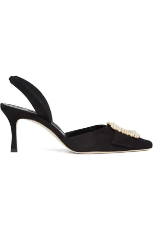 Manolo Blahnik 70mm Gibsli pearl-embellished slingback pumps