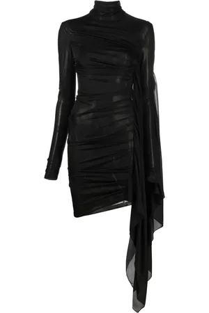 MUGLER Draped-design long-sleeve minidress