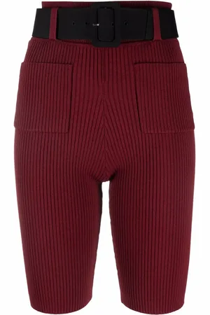 Self-Portrait Ribbed-knit belted shorts