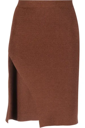LANEUS High-slit knitted skirt