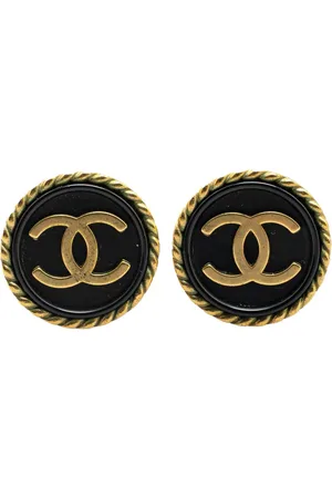 CHANEL 1994 Plated CC Button Clip On Earrings costume earrings