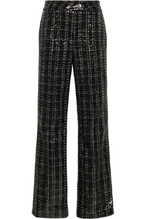 GENNY Sequinned plaid trousers