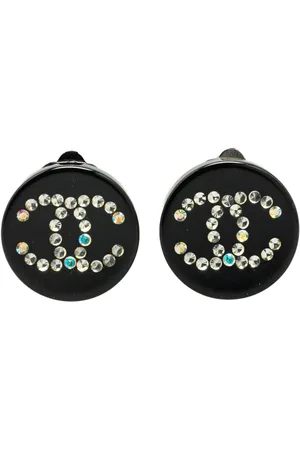 CHANEL 2003 Resin Rhinestone CC Clip On Earrings costume earrings