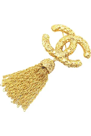 CHANEL 1993 Plated CC Fringe Brooch costume brooch