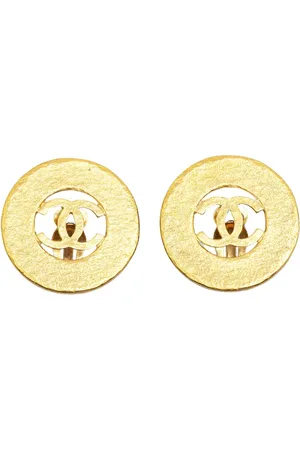CHANEL 1994 Plated CC Round Clip on Earrings costume earrings