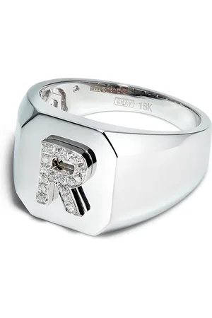 Shay 18kt white gold R-initial ring