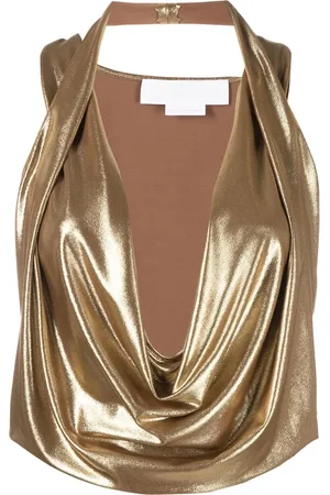 GENNY Metallic cowl-neck top