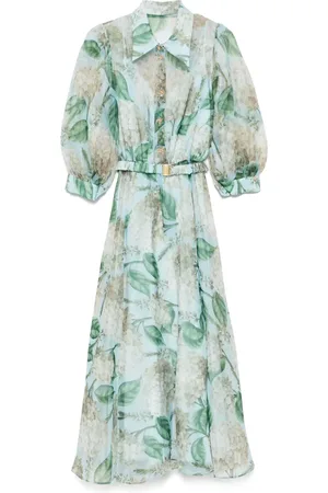 NISSA Printed organza midi dress