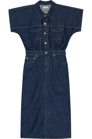 Ganni Rose denim midi dress