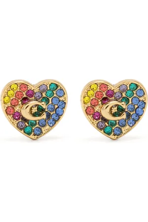 Coach Crystal heart stud earrings