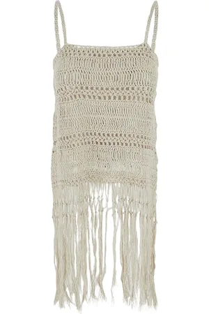 GENTRYPORTOFINO Semi-sheer fringed top