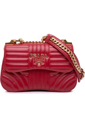 Prada 2000-2024 Small Quilted Calfskin Diagramme Curved Chain Flap crossbody bag