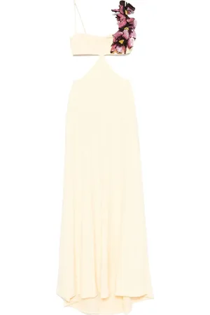Costarellos Floral-appliqué gown