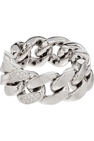 Shay 18kt white gold pavé diamond link ring