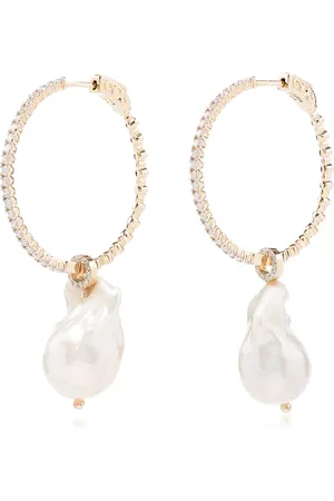Mateo 14kt pearl diamond hoop earrings