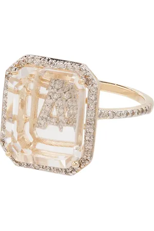 Mateo 14kt yellow diamond-embellished initial ring