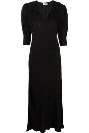 RIXO London Jacquard V-neck midi dress