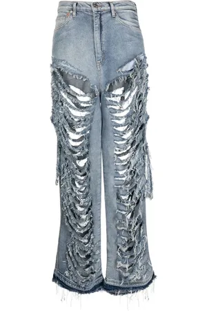 Natasha Zinko Light-wash denim ragged jeans