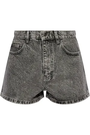 ROTATE Acid-wash denim shorts