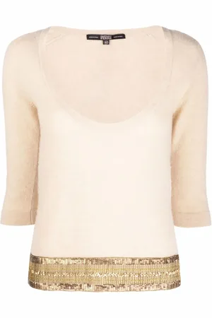 Gianfranco Ferré 1990s sequin-embellished plunging neck knitted top