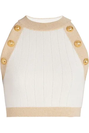 Balmain Ribbed-knit cropped top