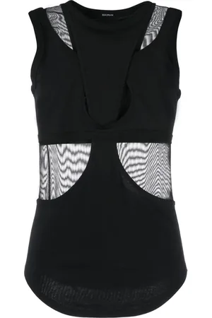 Balmain Rear logo-plaque tank top