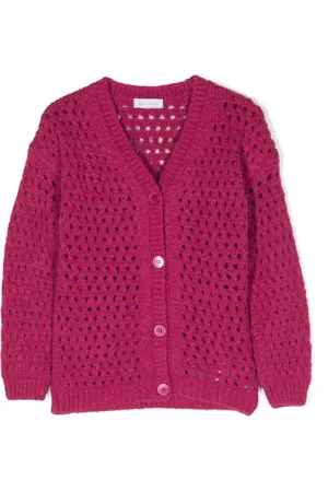 MONNALISA Open-knit patch-detail cardigan