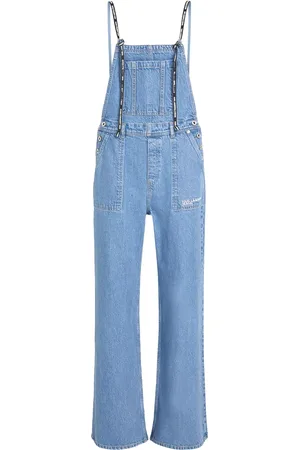 Karl Lagerfeld Logo-printed spaghetti straps denim dungarees