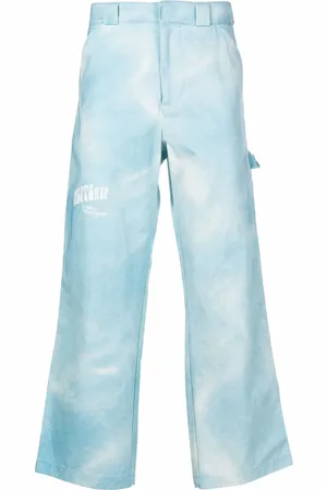 Msftsrep Acid-wash flared trousers