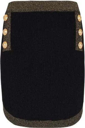 Balmain Button-embellished knitted miniskirt