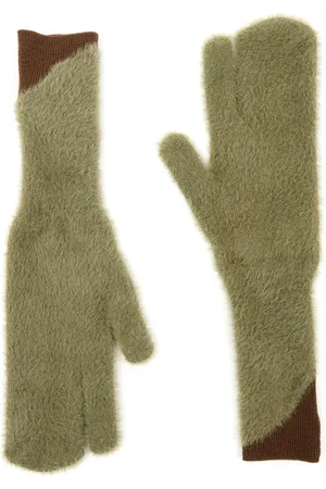 Maison Margiela Two-tone faux-fur gloves