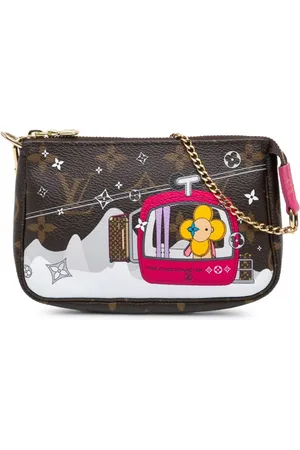 LOUIS VUITTON 2019 Monogram Christmas Animation Mini Courchevel Pochette Accessories handbag