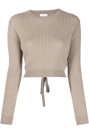 Patou Cable-knit rear-tie cropped jumper