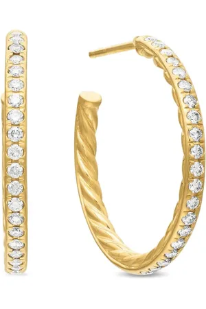 David Yurman 18kt yellow pavé diamond hoop earrings (25.4mm)