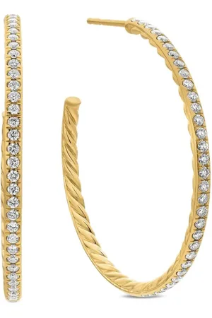 David Yurman 18kt yellow pavé diamond hoop earrings (38mm)