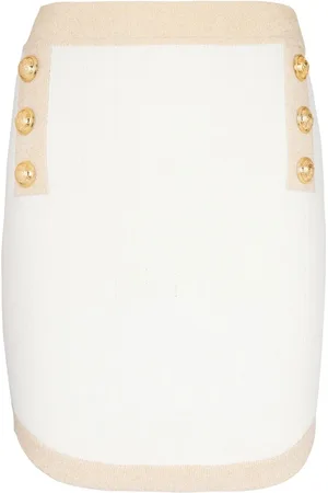 Balmain Button-embellished knitted miniskirt