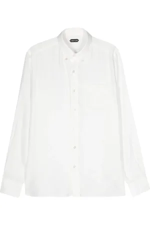 Tom Ford Buttoned-collar poplin lyocell shirt