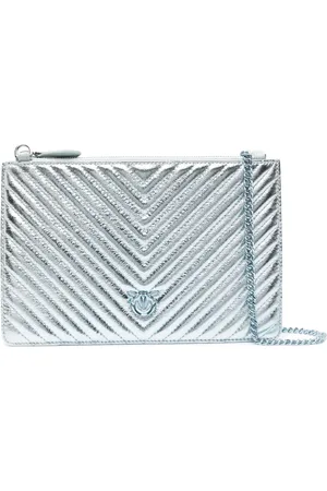 Pinko Matelassé metallic clutch bag