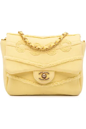 CHANEL 2019 Small Chevron Denim Fringe Coco Flap crossbody bag